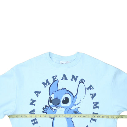 Disney Women Blue Stitch Sweatshirt 2XS Ohana Means Family Pullover