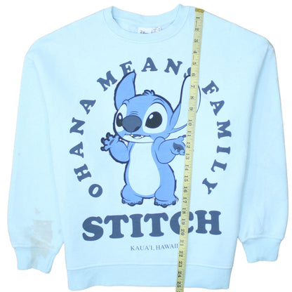 Disney Women Blue Stitch Sweatshirt 2XS Ohana Means Family Pullover