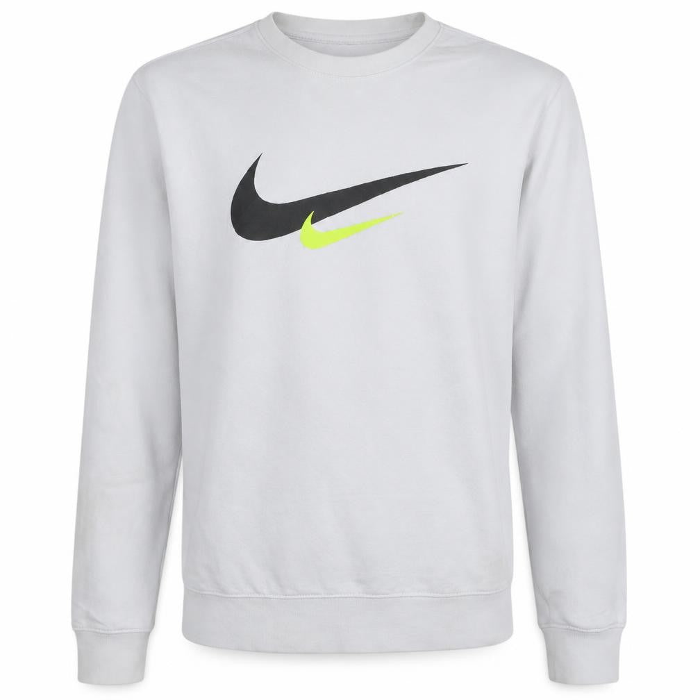 Nike Men's White Small Logo Pullover Sweatshirt Crew Neck
