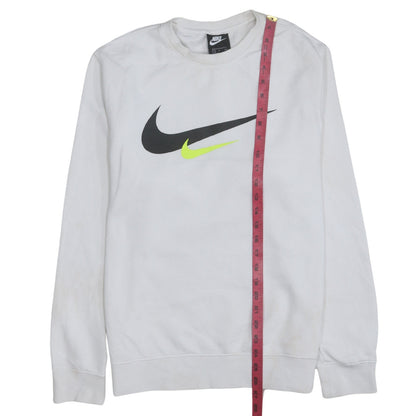 Nike Men's White Small Logo Pullover Sweatshirt Crew Neck