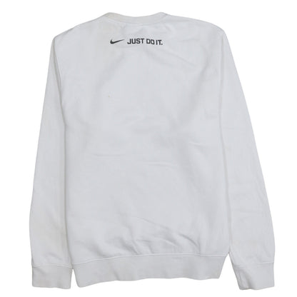 Nike Men's White Small Logo Pullover Sweatshirt Crew Neck