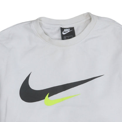 Nike Men's White Small Logo Pullover Sweatshirt Crew Neck