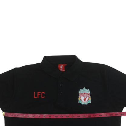 Liverpool FC Men's Black Polo Shirt L Embroidered Crest Cotton
