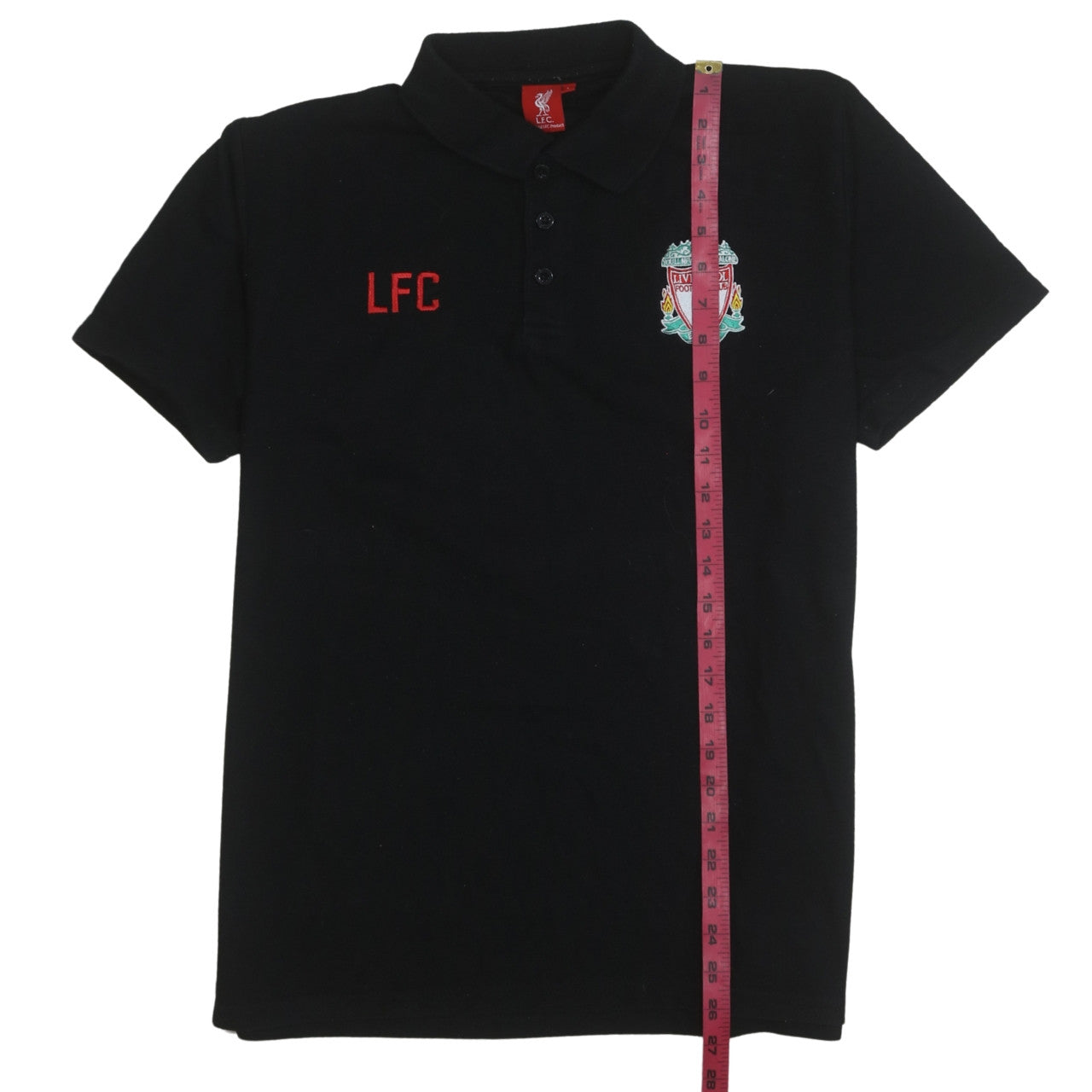 Liverpool FC Men's Black Polo Shirt L Embroidered Crest Cotton