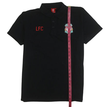 Liverpool FC Men's Black Polo Shirt L Embroidered Crest Cotton
