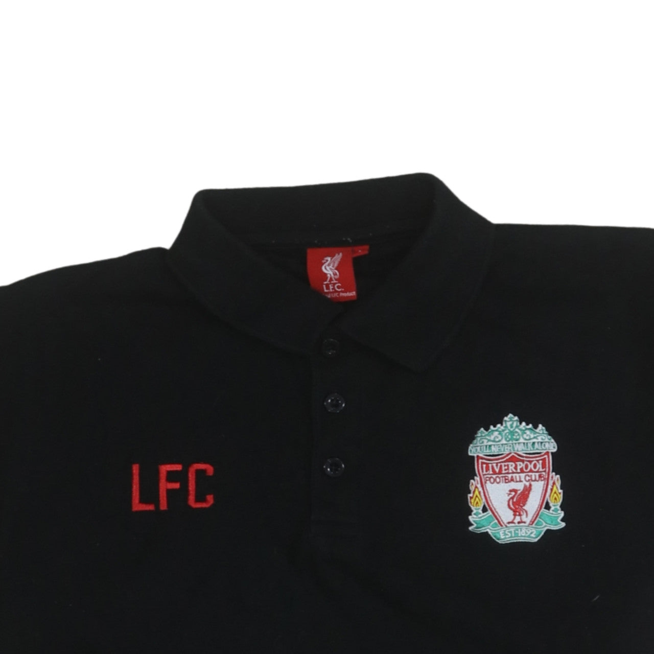 Liverpool FC Men's Black Polo Shirt L Embroidered Crest Cotton