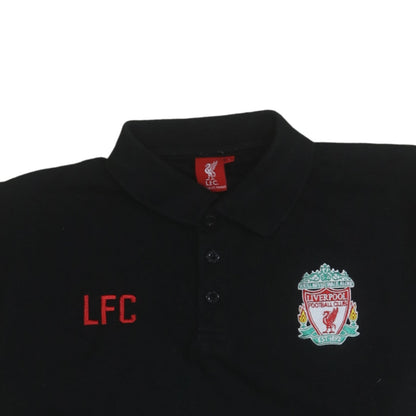 Liverpool FC Men's Black Polo Shirt L Embroidered Crest Cotton