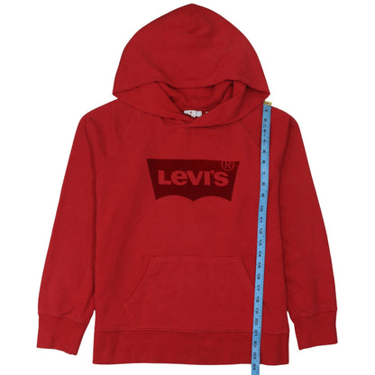 Levi's Red Hoodie Medium Cotton Logo Pullover for Women