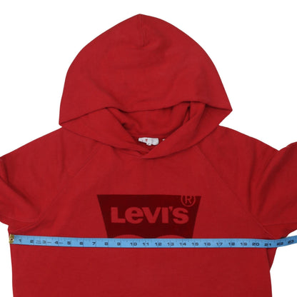 Levi's Red Hoodie Medium Cotton Logo Pullover for Women