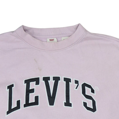 Levi's Womens Lilac Logo Pullover Sweatshirt L Crew Neck