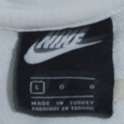 Nike Women’s White Hoodie Large Graphic Print Pullover Cotton Blend