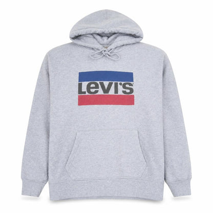Levi's Men's Grey XL Pullover Hoodie with Logo Print
