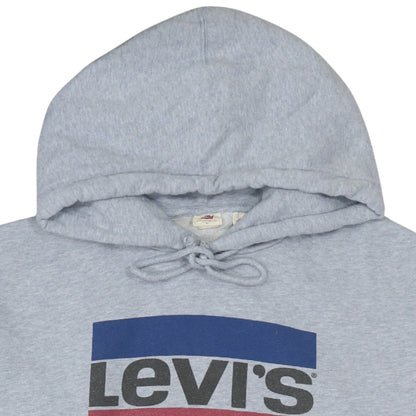 Levi's Men's Grey XL Pullover Hoodie with Logo Print