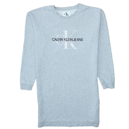 Calvin Klein Jeans Women's Grey Size 16 Logo T-Shirt Dress
