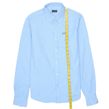 Napapijri Men's Blue Striped Button-Down Cotton Shirt Size S