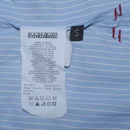 Napapijri Men's Blue Striped Button-Down Cotton Shirt Size S