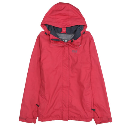 Jack Wolfskin Women's Red Waterproof Hooded Rain Jacket Size 14/16