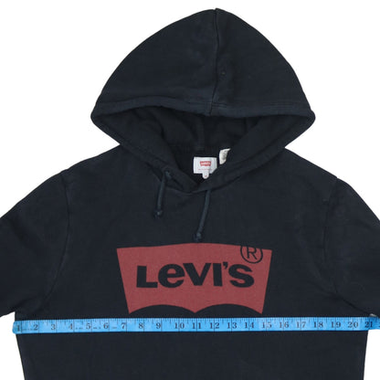 Levi's Womens Black Medium Pullover Hoodie with Logo Print