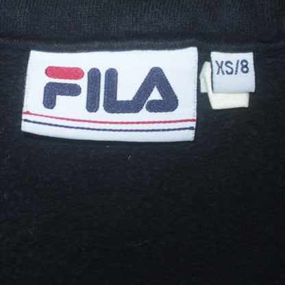 Fila Women Black XS Half Zip Sweatshirt Logo Embroidered Pullover