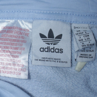 Adidas Girls Blue Pullover Hoodie Size 13-14 Years Logo Sweatshirt