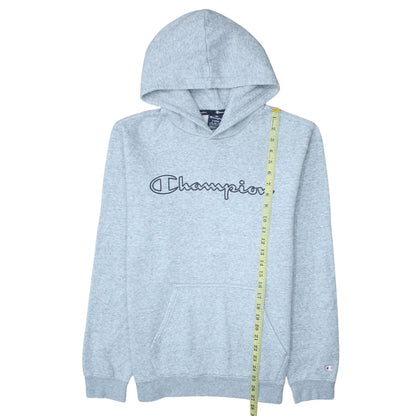 Champion Men Grey Pullover Hoodie L Regular Fleece Sports Logo