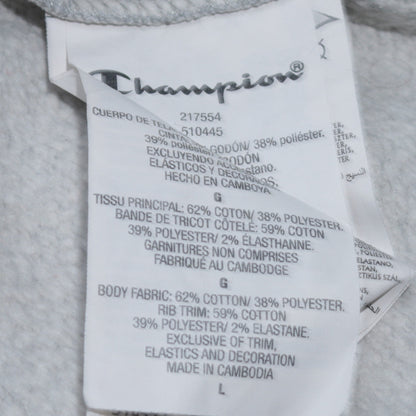 Champion Men Grey Pullover Hoodie L Regular Fleece Sports Logo
