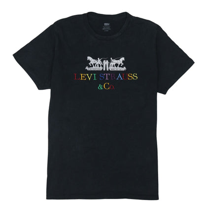 Levi's Men Black XL Graphic Logo Embroidered Cotton T-Shirt