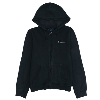 Champion Boys Black Full Zip Hoodie Size L Cotton Blend Drawstring