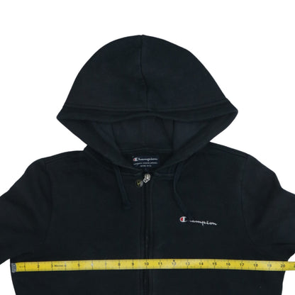 Champion Boys Black Full Zip Hoodie Size L Cotton Blend Drawstring