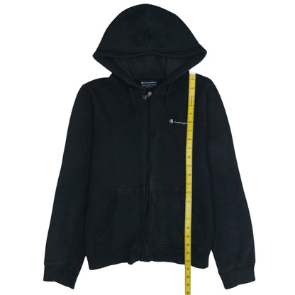 Champion Boys Black Full Zip Hoodie Size L Cotton Blend Drawstring