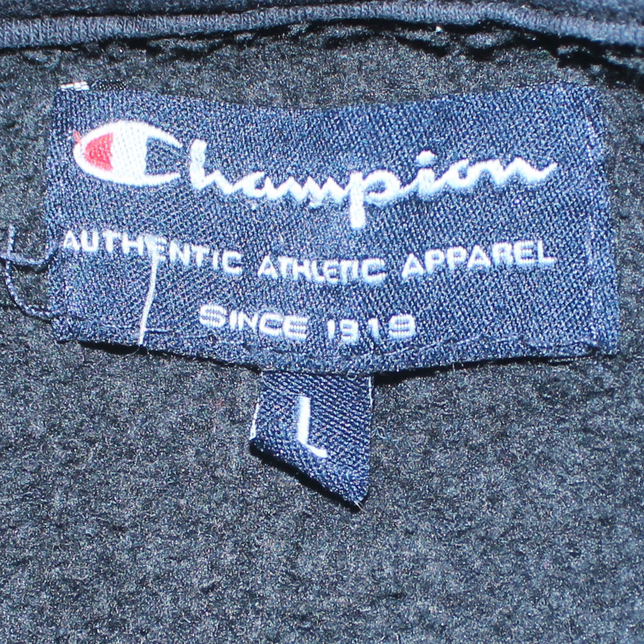 Champion Boys Black Full Zip Hoodie Size L Cotton Blend Drawstring