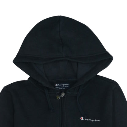 Champion Boys Black Full Zip Hoodie Size L Cotton Blend Drawstring