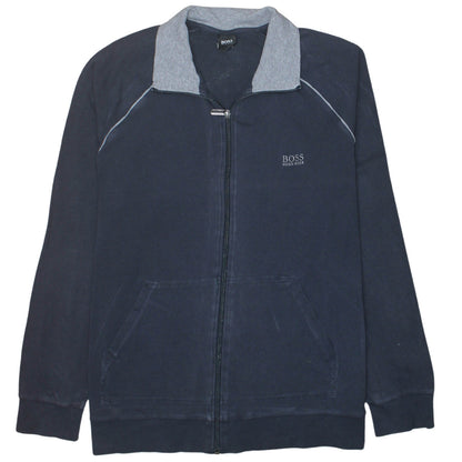 Hugo Boss Men's Blue Full Zip Collared Sweatshirt Size L