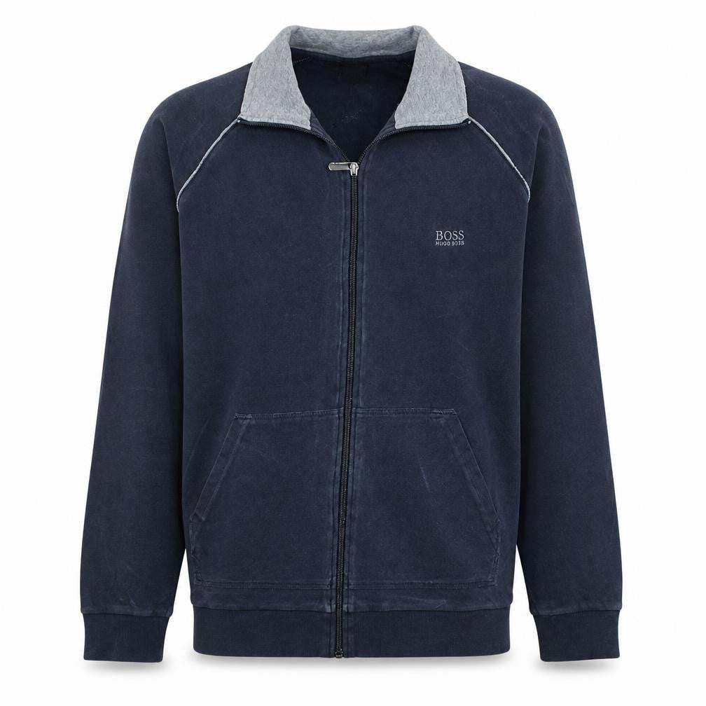 Hugo Boss Men's Blue Full Zip Collared Sweatshirt Size L