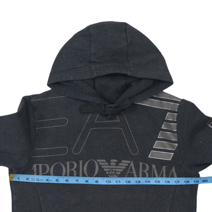 Emporio Armani EA7 Mens Black Pullover Hoodie Size M Graphic Logo Fleece