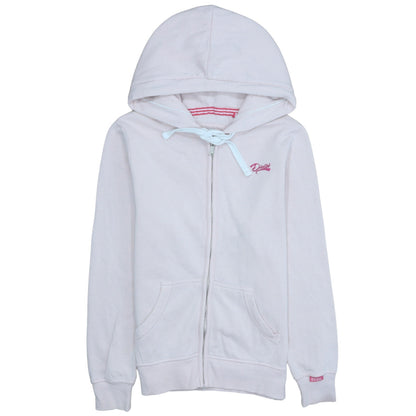 Diesel Unisex White Full Zip Hoodie M Cotton Fleece