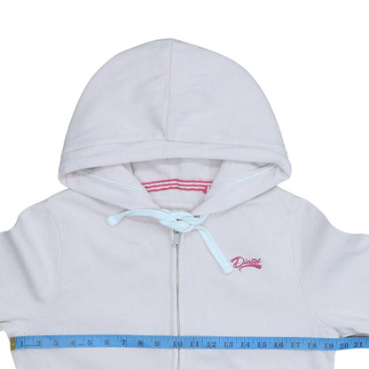Diesel Unisex White Full Zip Hoodie M Cotton Fleece