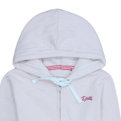 Diesel Unisex White Full Zip Hoodie M Cotton Fleece