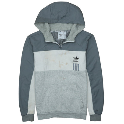 Adidas Men’s Grey Half Zip Hooded Sweatshirt Size S