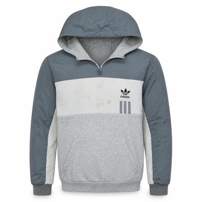 Adidas Men’s Grey Half Zip Hooded Sweatshirt Size S