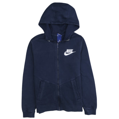 Nike Boys Navy Blue Full Zip Hoodie Sweatshirt Size M Cotton Blend