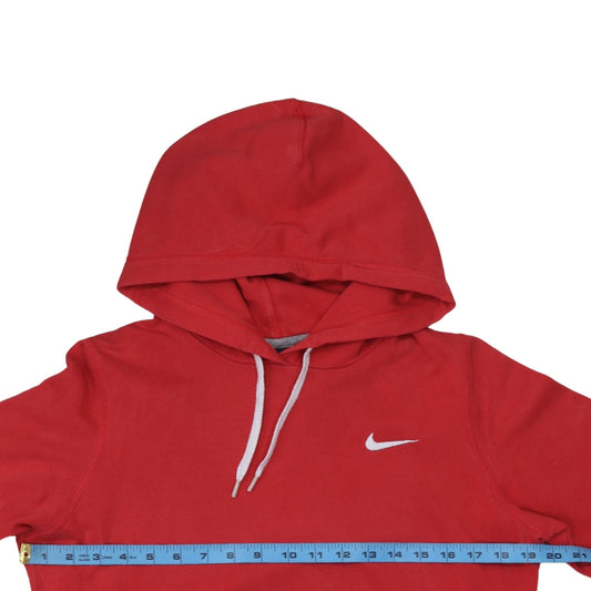 Nike Women Red Pullover Hoodie Medium Cotton Blend Logo Sportswear