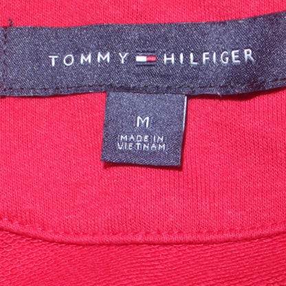 Tommy Hilfiger Womens Red 1/2 Zip Sweatshirt M Cotton Logo Trim