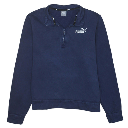 Puma Womens Navy 1/2 Zip Sweatshirt L Fleece Pullover