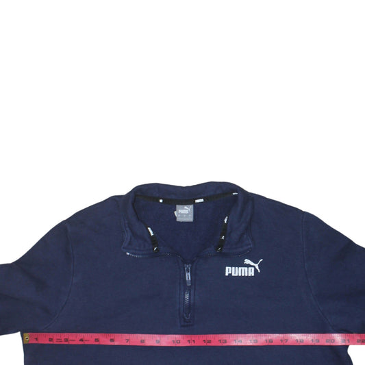 Puma Womens Navy 1/2 Zip Sweatshirt L Fleece Pullover