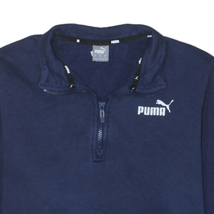 Puma Womens Navy 1/2 Zip Sweatshirt L Fleece Pullover