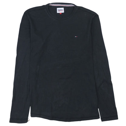 Tommy Jeans Men's Black Long Sleeve Crew Neck Cotton T-Shirt L