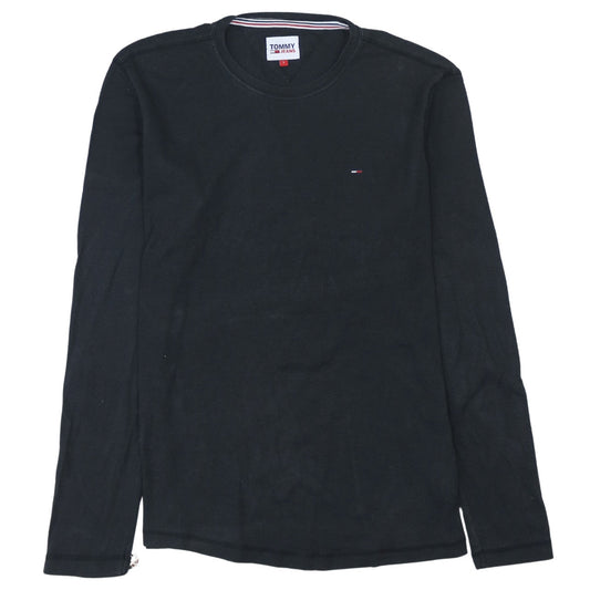 Tommy Jeans Men's Black Long Sleeve Crew Neck Cotton T-Shirt L