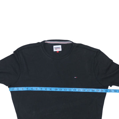 Tommy Jeans Men's Black Long Sleeve Crew Neck Cotton T-Shirt L