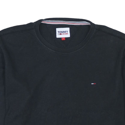 Tommy Jeans Men's Black Long Sleeve Crew Neck Cotton T-Shirt L